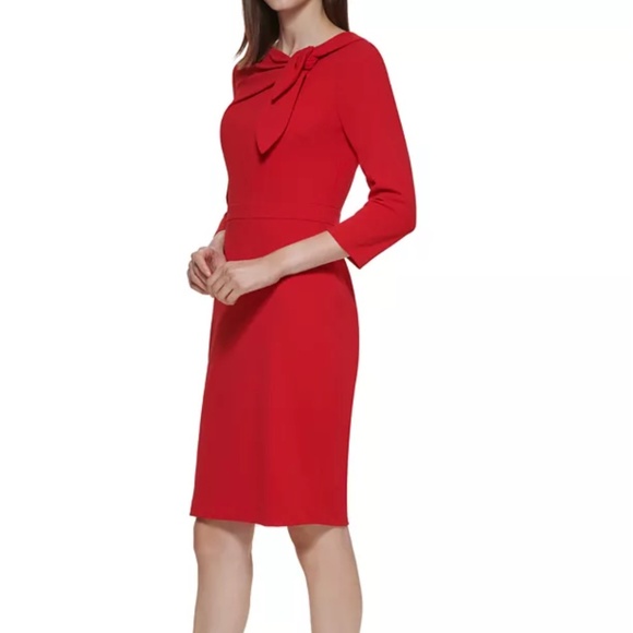 Calvin Klein Women's Crepe Bow-neck Sheath Dress-NWT - Picture 2 of 7